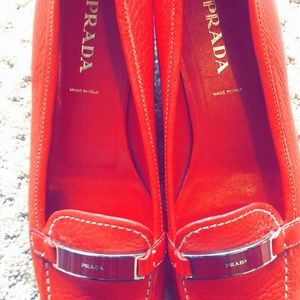 Authentic Prada Red Loafers